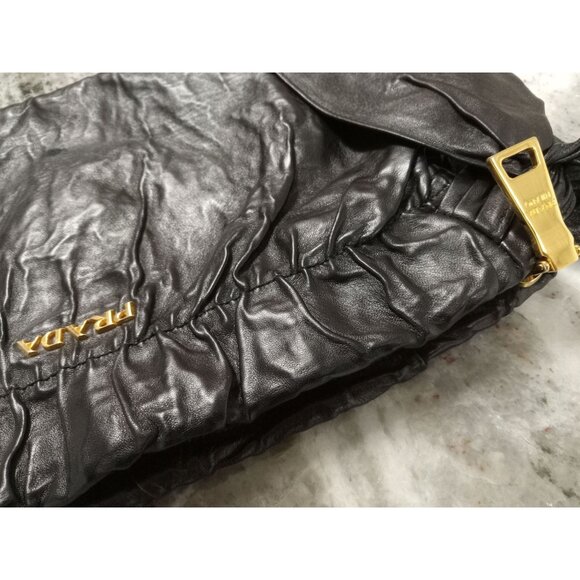 Prada Black Nappa Leather Bow Antique Clutch Bag 100% AUTHENTIC PRE-OWNED! - Picture 11 of 16